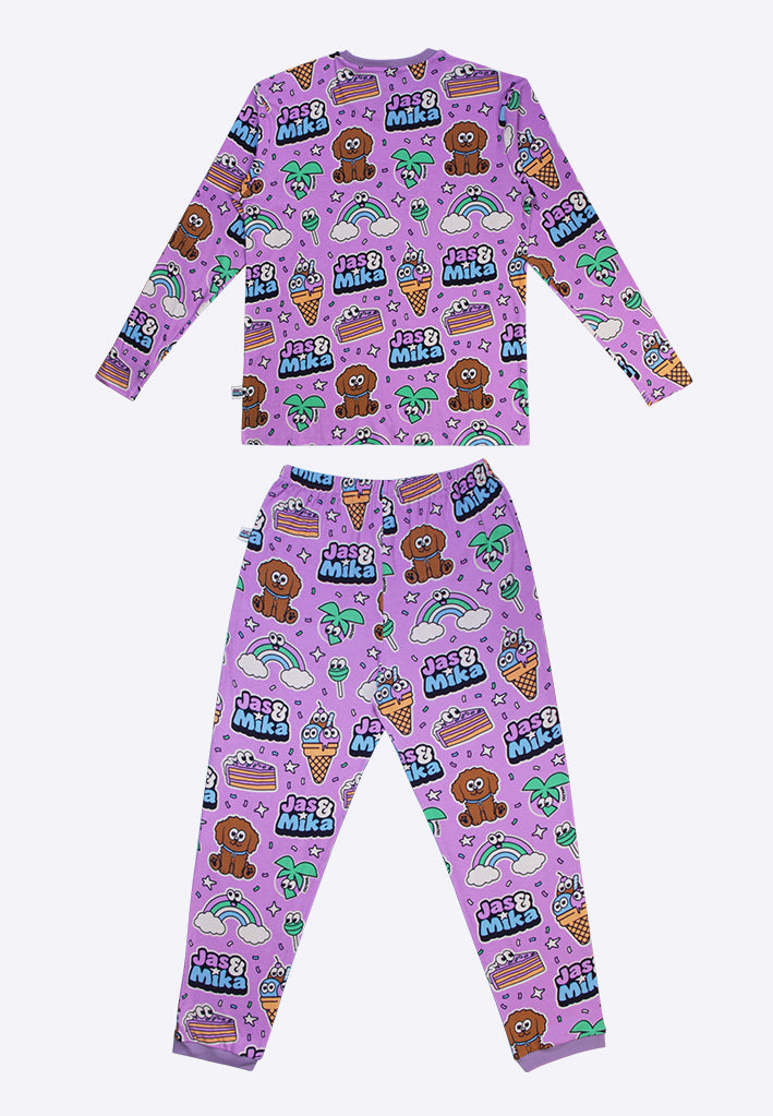 Jas og Mika "Dreams" Pyjamas Sæt - Lilla (2 Dele, Trøje og Bukser)