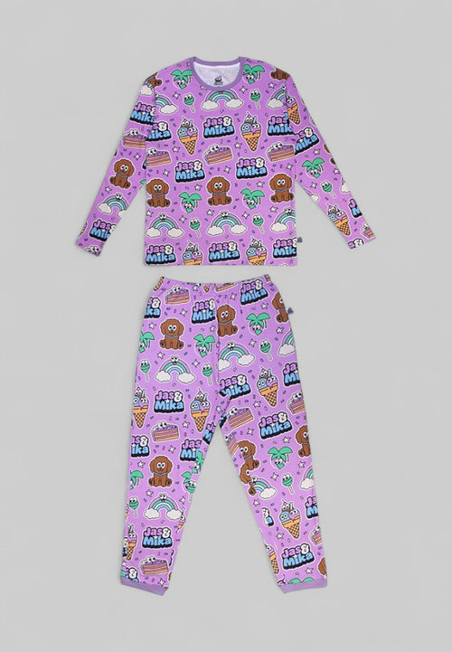 Jas og Mika "Dreams" Pyjamas Sæt - Lilla (2 Dele, Trøje og Bukser)