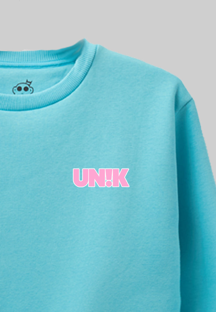 UN!K Crewneck - Turquoise with pink print